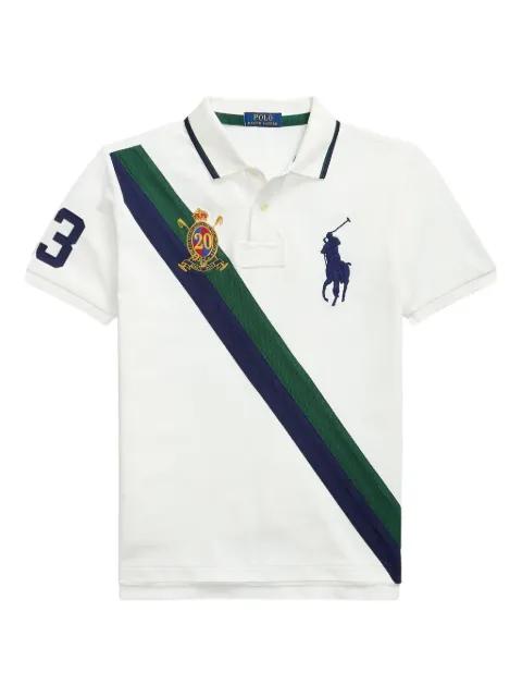 diagonal-stripe embroidered-logo polo shirt by POLO RALPH LAUREN