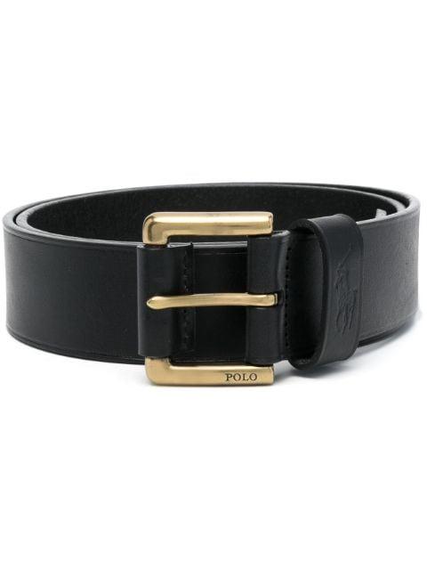 embossed-logo leather belt by POLO RALPH LAUREN