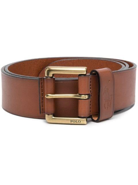 embossed-logo leather belt by POLO RALPH LAUREN