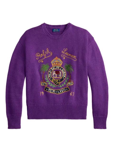 embroidered crew-neck sweater by POLO RALPH LAUREN