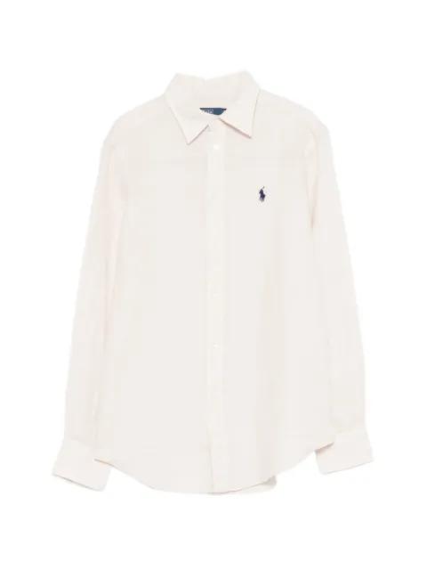embroidered-logo curved-hem shirt by POLO RALPH LAUREN