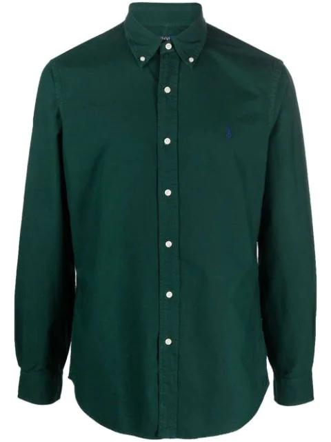 embroidered-logo long-sleeve shirt by POLO RALPH LAUREN