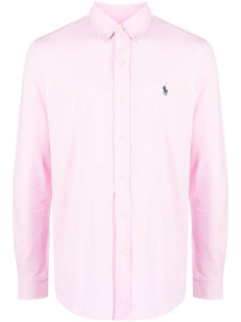embroidered-logo long-sleeve shirt by POLO RALPH LAUREN