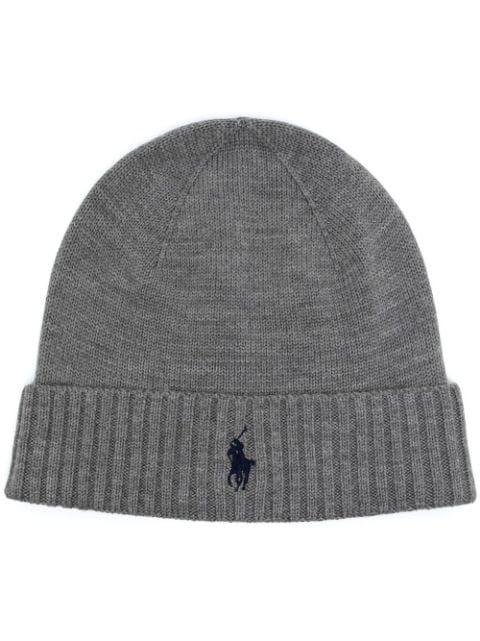 embroidered-logo ribbed beanie by POLO RALPH LAUREN