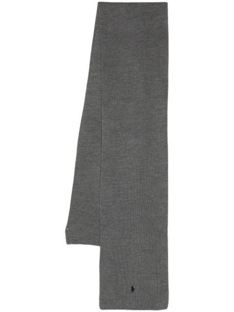 embroidered-logo ribbed-knit scarf by POLO RALPH LAUREN