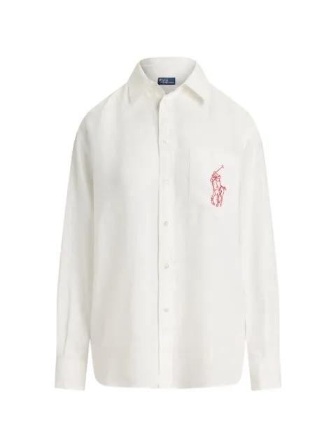 embroidered oversized linen shirt by POLO RALPH LAUREN