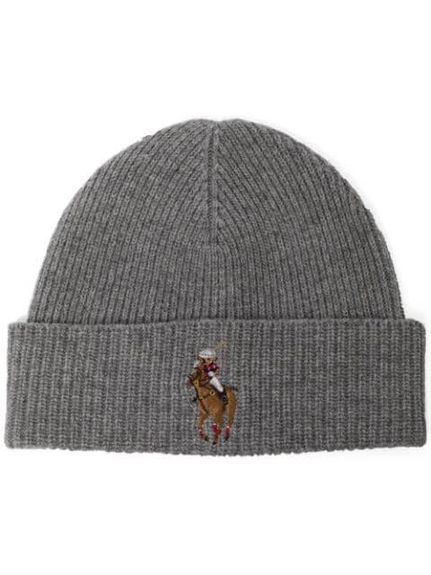 embroidered rib-knit beanie by POLO RALPH LAUREN