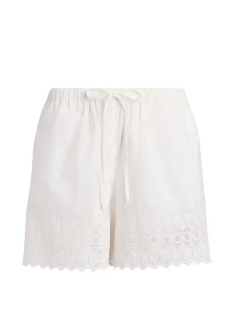 eyelet scalloped cotton shorts by POLO RALPH LAUREN