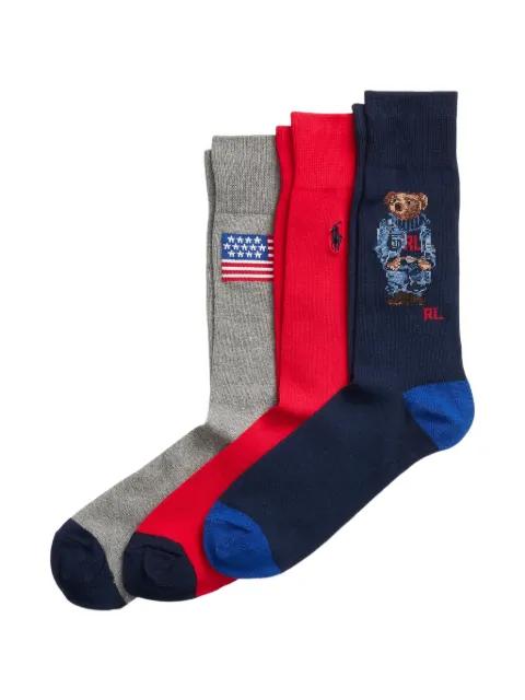 flag bear socks (set of three) by POLO RALPH LAUREN