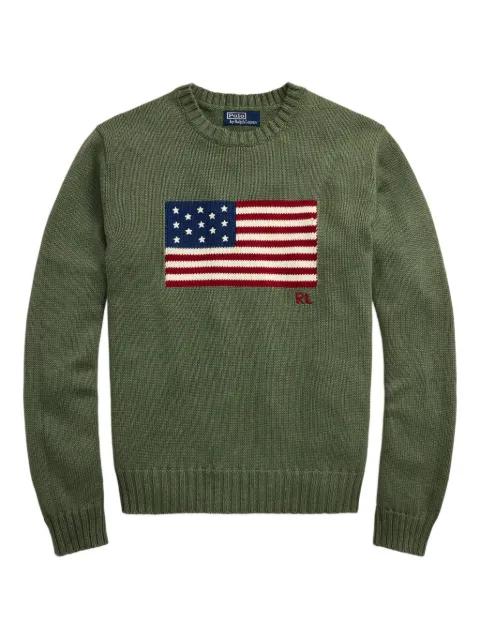 flag-embroidered crewneck sweater by POLO RALPH LAUREN