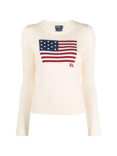 flag-graphic crewneck sweater by POLO RALPH LAUREN