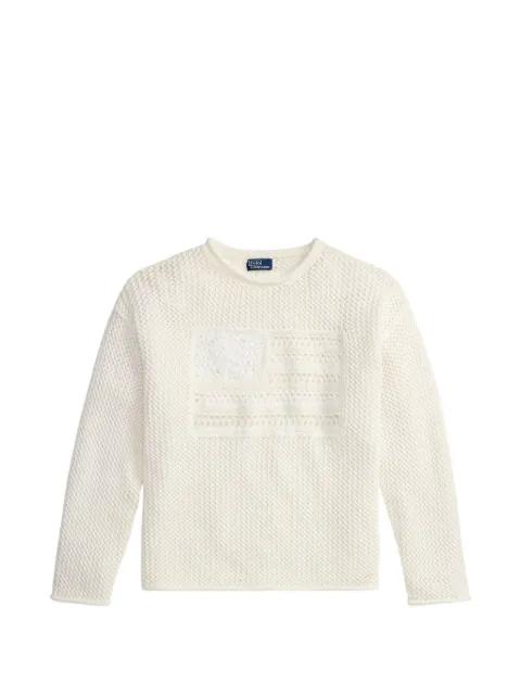 flag-motif open-knit sweater by POLO RALPH LAUREN