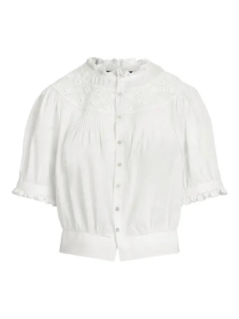 gathered puff-sleeve blouse by POLO RALPH LAUREN