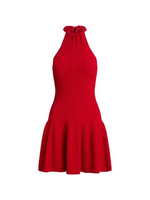 halterneck cable-knit mini dress by POLO RALPH LAUREN