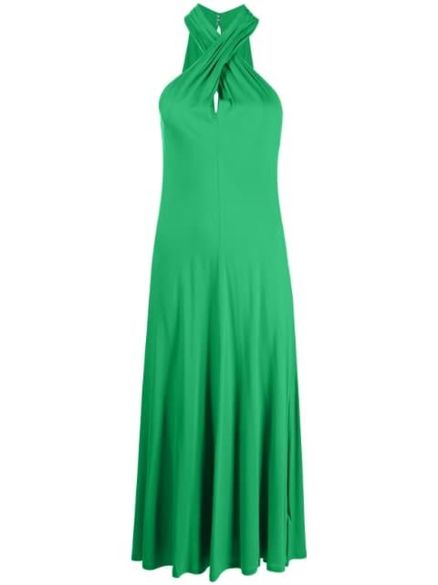 halterneck flared midi dress by POLO RALPH LAUREN