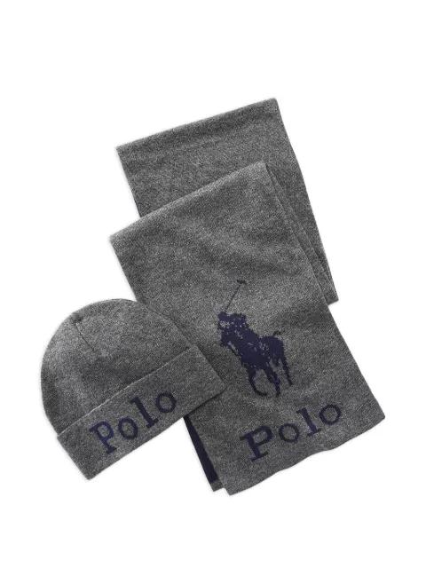 jacquard knitted scarf and beanie hat set by POLO RALPH LAUREN