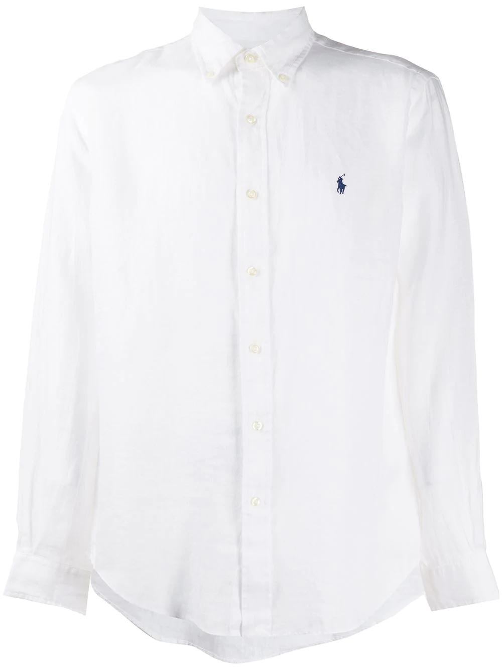 linen logo embroidered shirt by POLO RALPH LAUREN