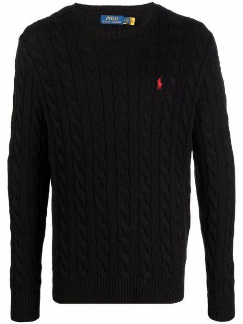 logo-embroidered cable-knit jumper by POLO RALPH LAUREN