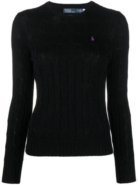 logo-embroidered cable-knit sweater by POLO RALPH LAUREN