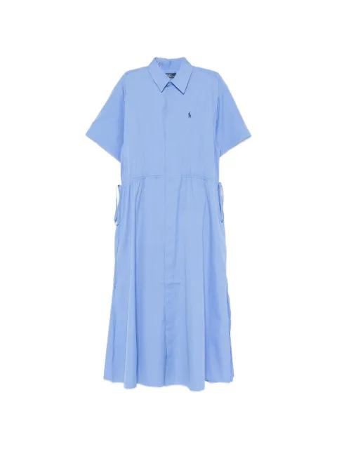 logo-embroidered drawstring-waist midi shirt dress by POLO RALPH LAUREN