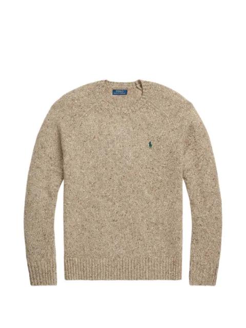 logo-embroidered flecked sweater by POLO RALPH LAUREN