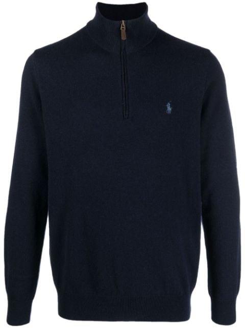 logo-embroidered half-zip sweater by POLO RALPH LAUREN