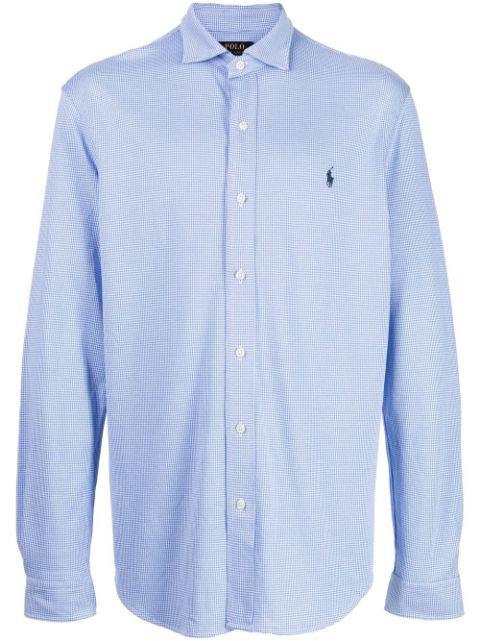 logo-embroidered houndstooth shirt by POLO RALPH LAUREN