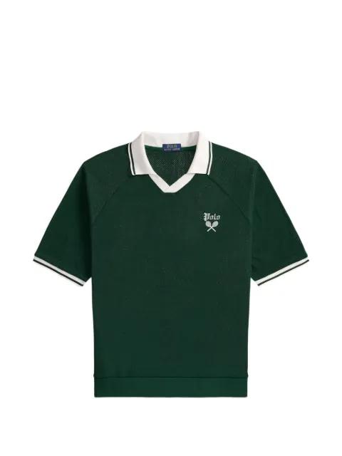 logo-embroidered johnny-collar T-shirt by POLO RALPH LAUREN