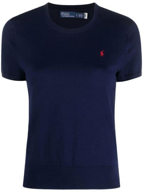 logo-embroidered knitted T-shirt by POLO RALPH LAUREN