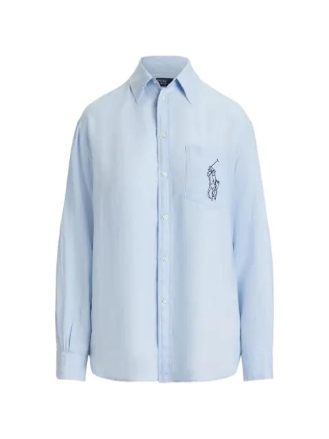 logo-embroidered linen shirt by POLO RALPH LAUREN
