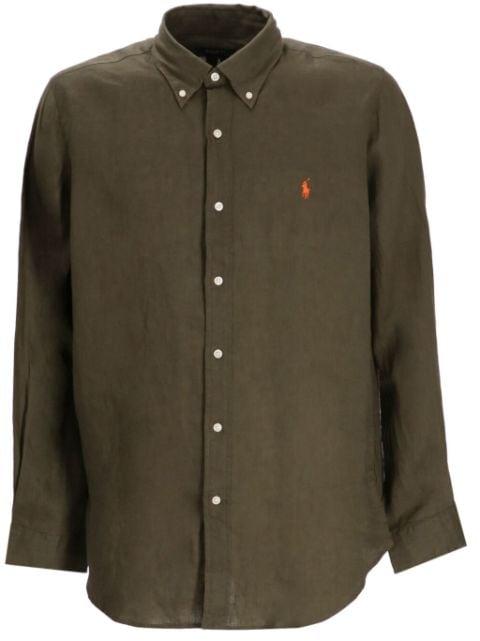 logo-embroidered linen shirt by POLO RALPH LAUREN