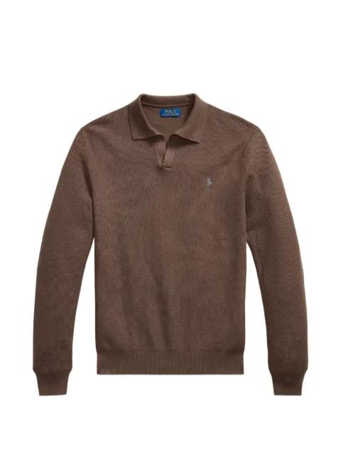 logo-embroidered polo-collar sweater by POLO RALPH LAUREN
