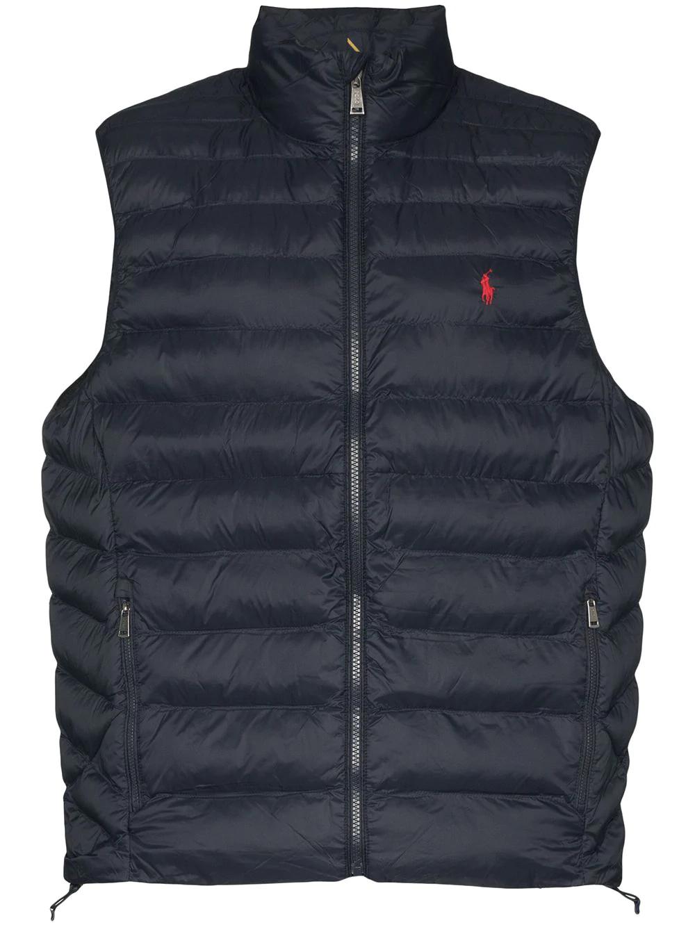 logo-embroidered puffer gilet by POLO RALPH LAUREN