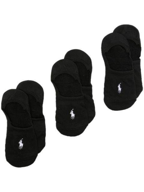 logo-embroidered step socks (pack of three) by POLO RALPH LAUREN