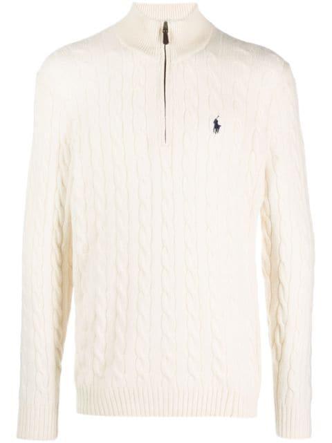 logo-embroidered wool-blend jumper by POLO RALPH LAUREN