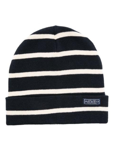 logo-patch striped beanie by POLO RALPH LAUREN