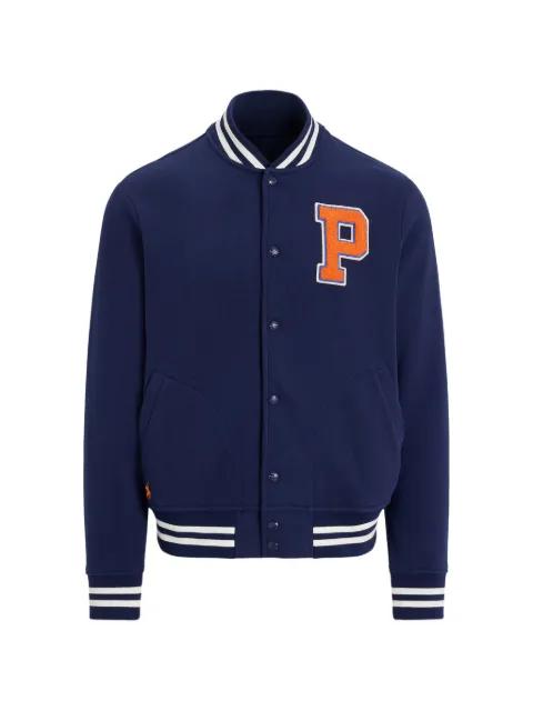 logo-patch striped-trim bomber jacket by POLO RALPH LAUREN
