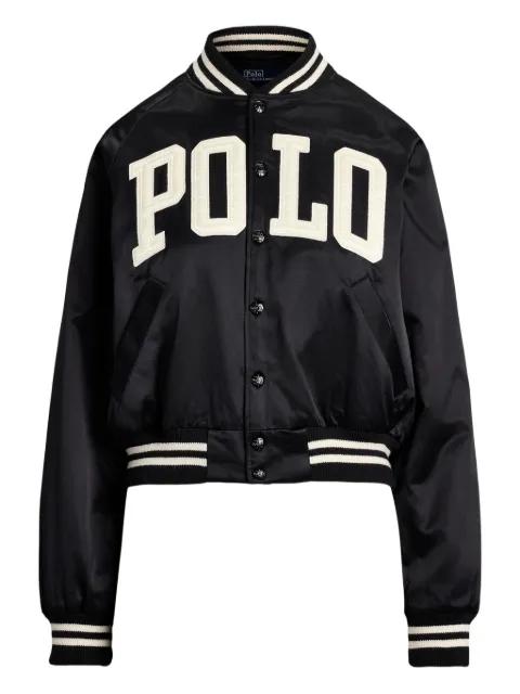logo satin bomber jacket by POLO RALPH LAUREN