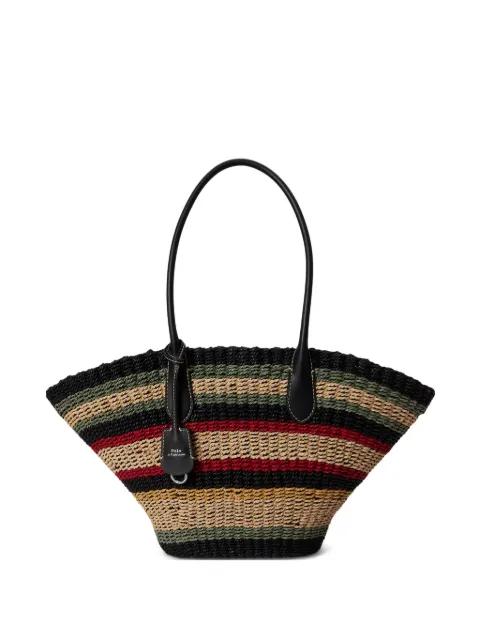 medium striped raffia tote bag by POLO RALPH LAUREN