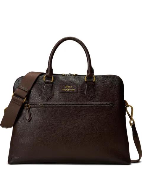 pebble-leather detachable-strap briefcase by POLO RALPH LAUREN