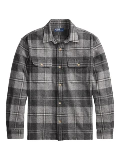 plaid buttoned wool work shirt by POLO RALPH LAUREN