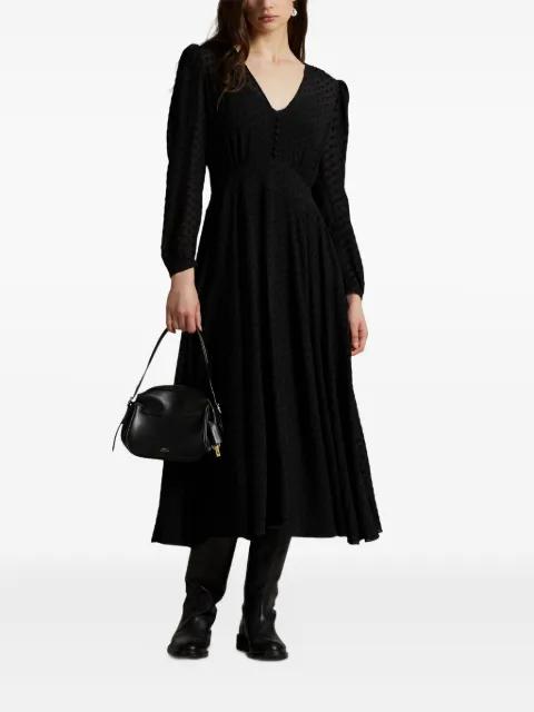 polka-dot puff-sleeve midi dress by POLO RALPH LAUREN