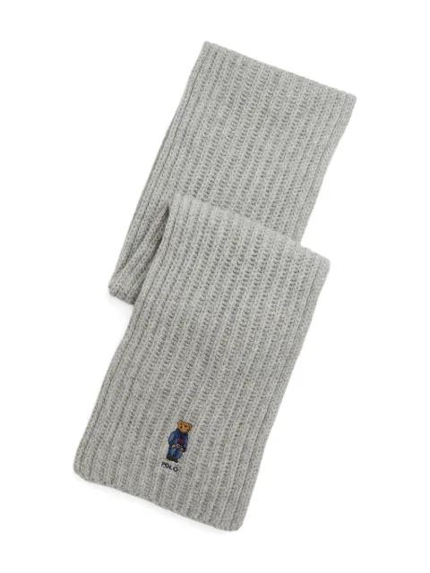 ribbed bear-embroidered scarf by POLO RALPH LAUREN