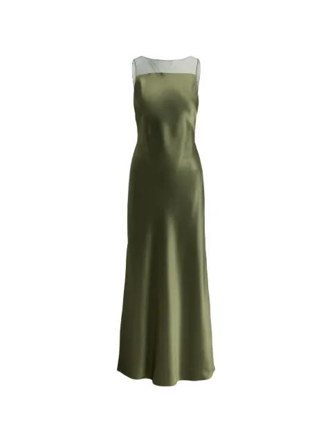 sheer-panel satin dress by POLO RALPH LAUREN