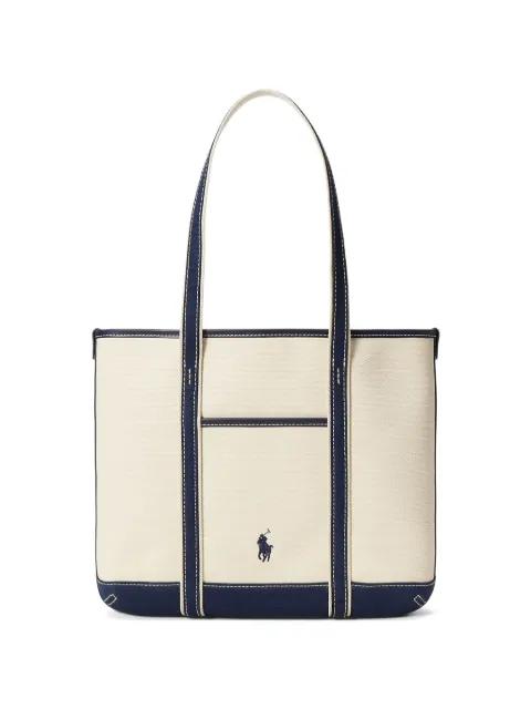 small leather-trim tote bag by POLO RALPH LAUREN