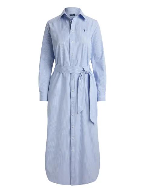striped belted midi dress by POLO RALPH LAUREN