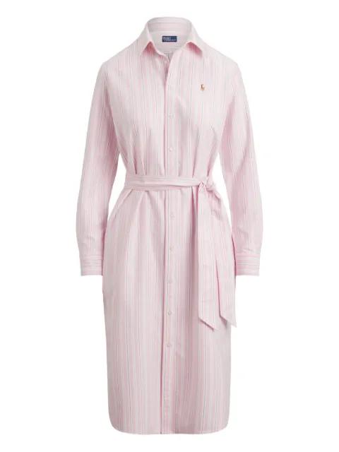 striped belted midi dress by POLO RALPH LAUREN