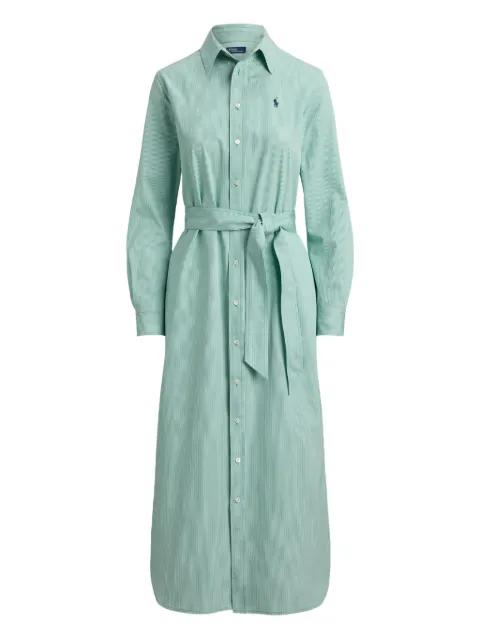 striped belted midi dress by POLO RALPH LAUREN