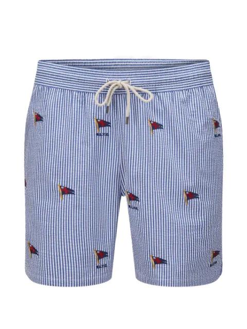 striped flag-embroidered swim shorts by POLO RALPH LAUREN