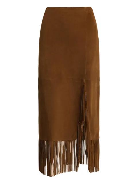 suede fringed midi skirt by POLO RALPH LAUREN